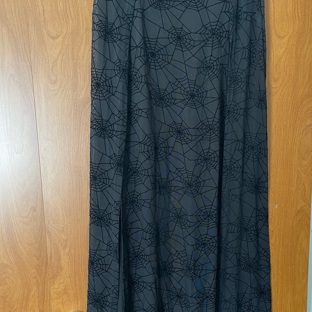 Forest Ink Black Spider Web Patterned Skirt